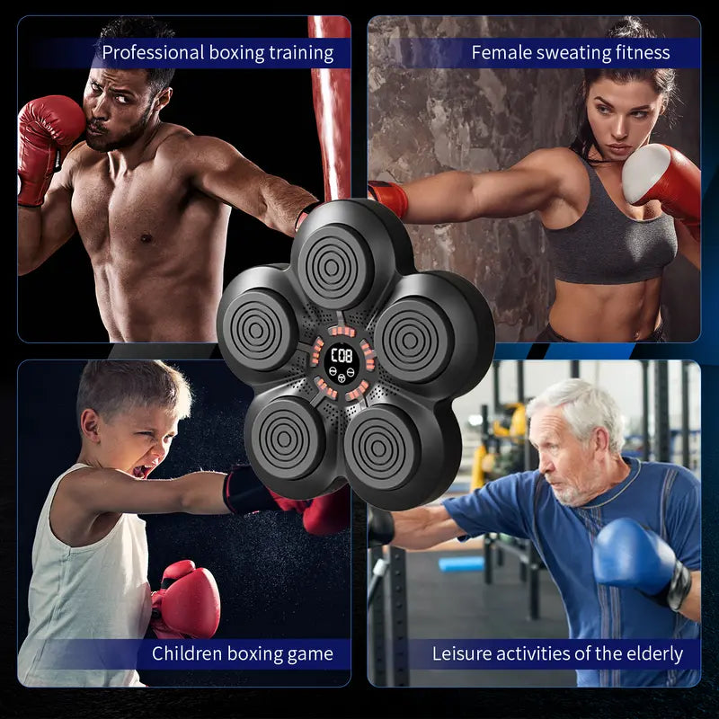 Wall-Mounted Interactive Music Boxing Machine - 38Cm Compact Light-Up Punching Bag, Boxing Training Gear with Bluetooth, Space-Saving Target for Home Workouts, Combat Sports Boxing Practice Dummy, Unisex Gift Idea