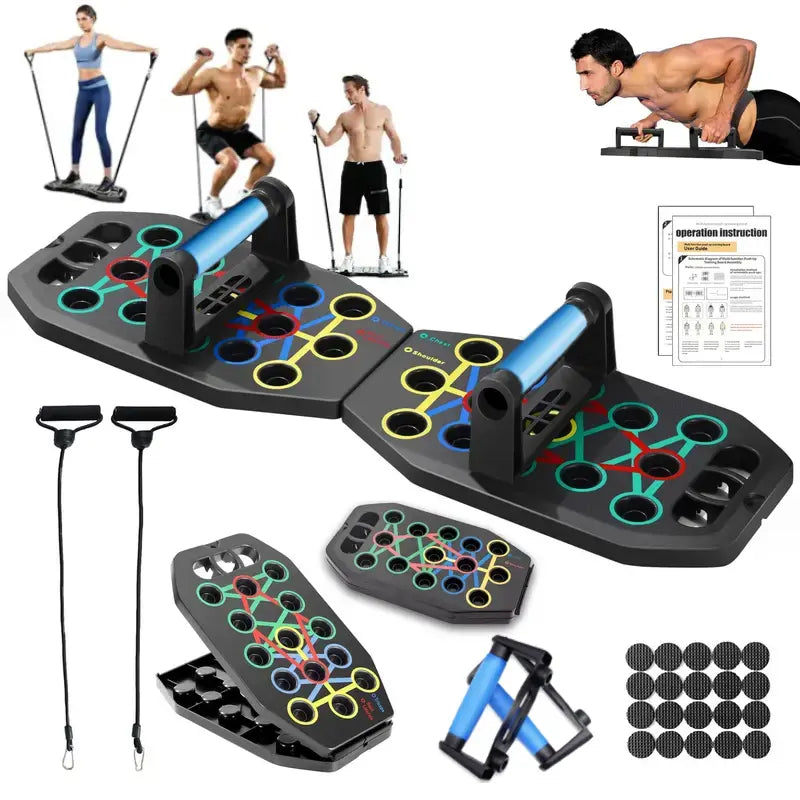 Multifunctional Foldable Adjustable Push up Board - Portable Unisex Fitness Equipment, Ergonomic Home Workout Gear for Chest, Back, Shoulders Muscle Strength Enhancement (Workout & Exercise Equipment for Gym Use)