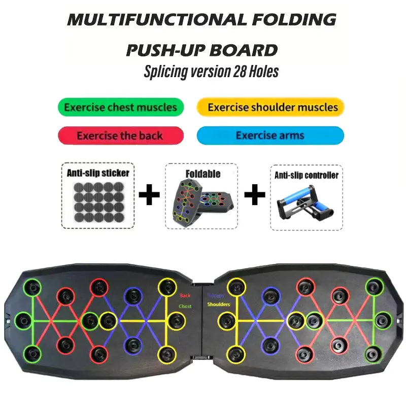 Multifunctional Foldable Adjustable Push up Board - Portable Unisex Fitness Equipment, Ergonomic Home Workout Gear for Chest, Back, Shoulders Muscle Strength Enhancement (Workout & Exercise Equipment for Gym Use)