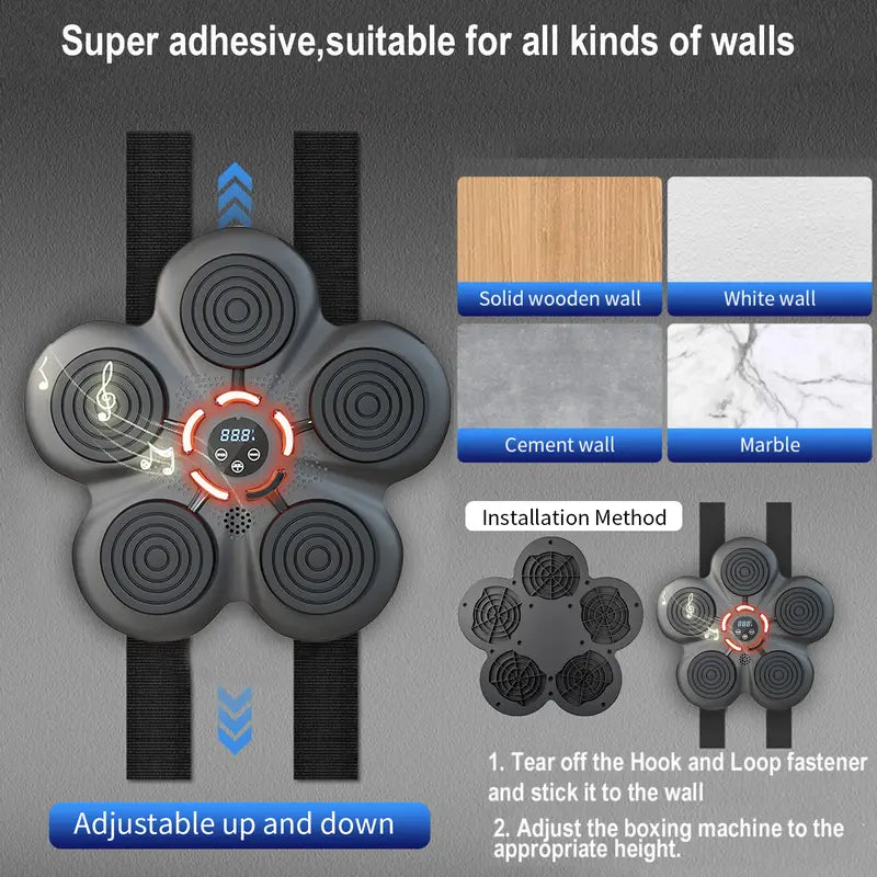Wall-Mounted Interactive Music Boxing Machine - 38Cm Compact Light-Up Punching Bag, Boxing Training Gear with Bluetooth, Space-Saving Target for Home Workouts, Combat Sports Boxing Practice Dummy, Unisex Gift Idea