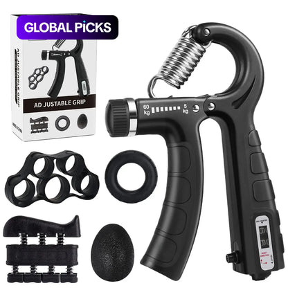 Hand Grip Strengthener Kit 5 Pack Adjustable Finger Forearm Hand Exerciser | Adjustable Grip Trainer, Finger Stretcher & Stress Ball Set for Strength Training & Hand Exercises Strength Training Equipment
