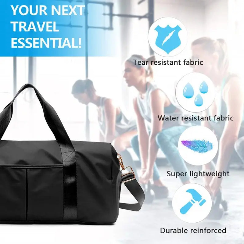 Waterproof Gym Duffle Bag with Shoe Compartment, Dry Wet Separation Sports Travel Bag for Women Men, Anti-Splash Weekender Overnight Bag for Gym Travel Workout