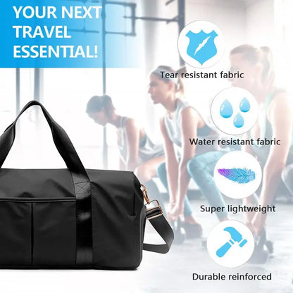 Waterproof Gym Duffle Bag with Shoe Compartment, Dry Wet Separation Sports Travel Bag for Women Men, Anti-Splash Weekender Overnight Bag for Gym Travel Workout
