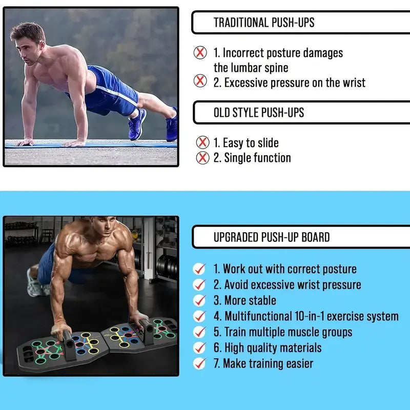 Multifunctional Foldable Adjustable Push up Board - Portable Unisex Fitness Equipment, Ergonomic Home Workout Gear for Chest, Back, Shoulders Muscle Strength Enhancement (Workout & Exercise Equipment for Gym Use)