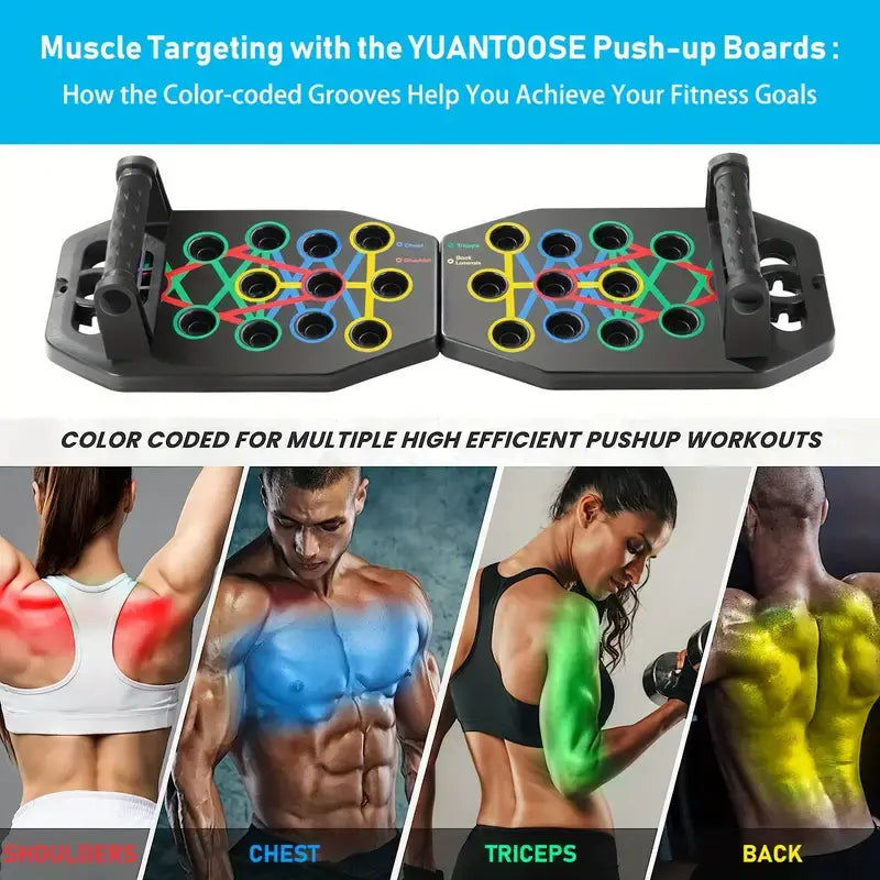 Multifunctional Foldable Adjustable Push up Board - Portable Unisex Fitness Equipment, Ergonomic Home Workout Gear for Chest, Back, Shoulders Muscle Strength Enhancement (Workout & Exercise Equipment for Gym Use)