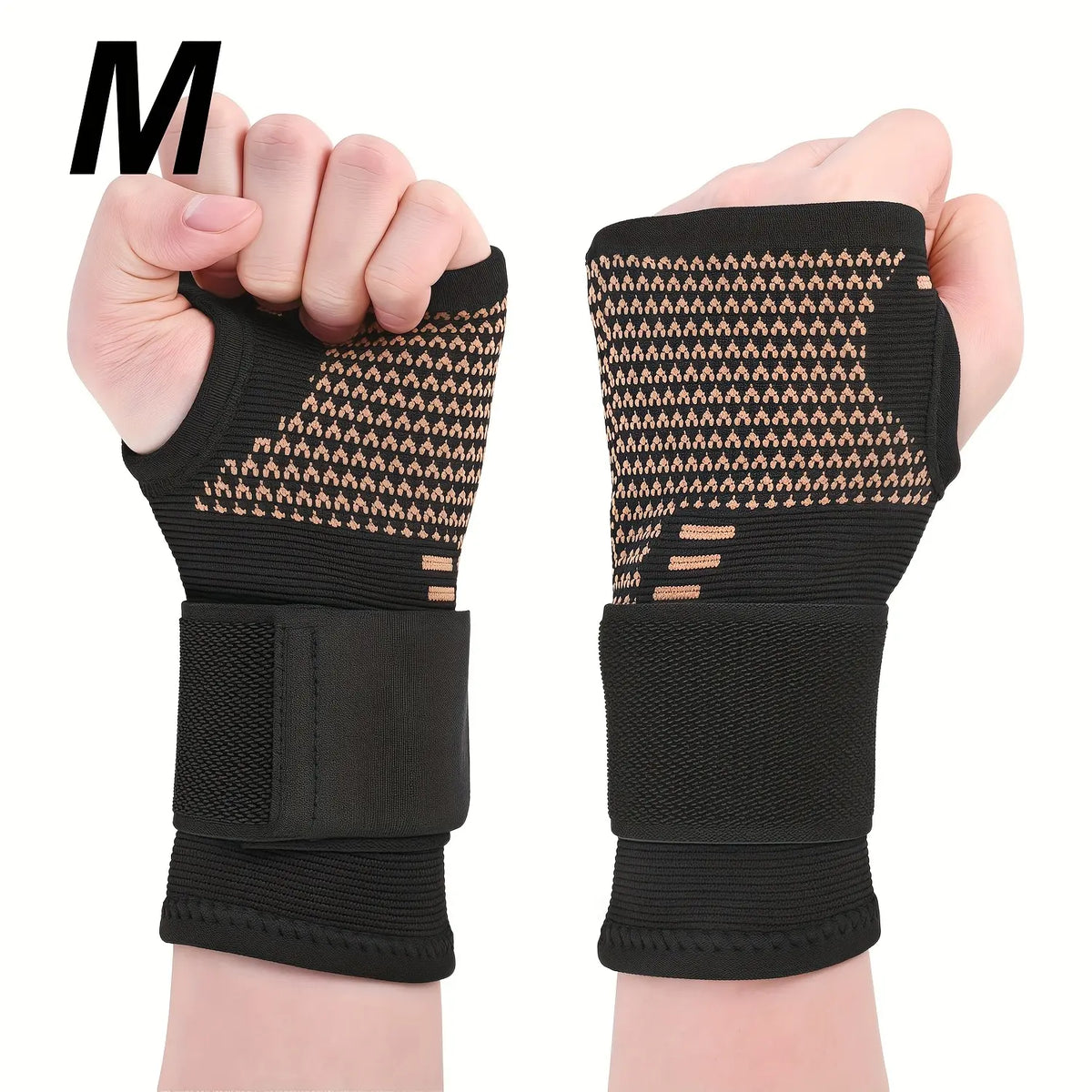 2-Pack Copper Fiber Wrist Brace Gloves, Wrist Brace for Working Out, Adjustable Compression Hand Braces for Men and Women with Breathable Mesh and Secure Straps, Ideal Hand and Wrist Support Wraps and Sports Wristbands