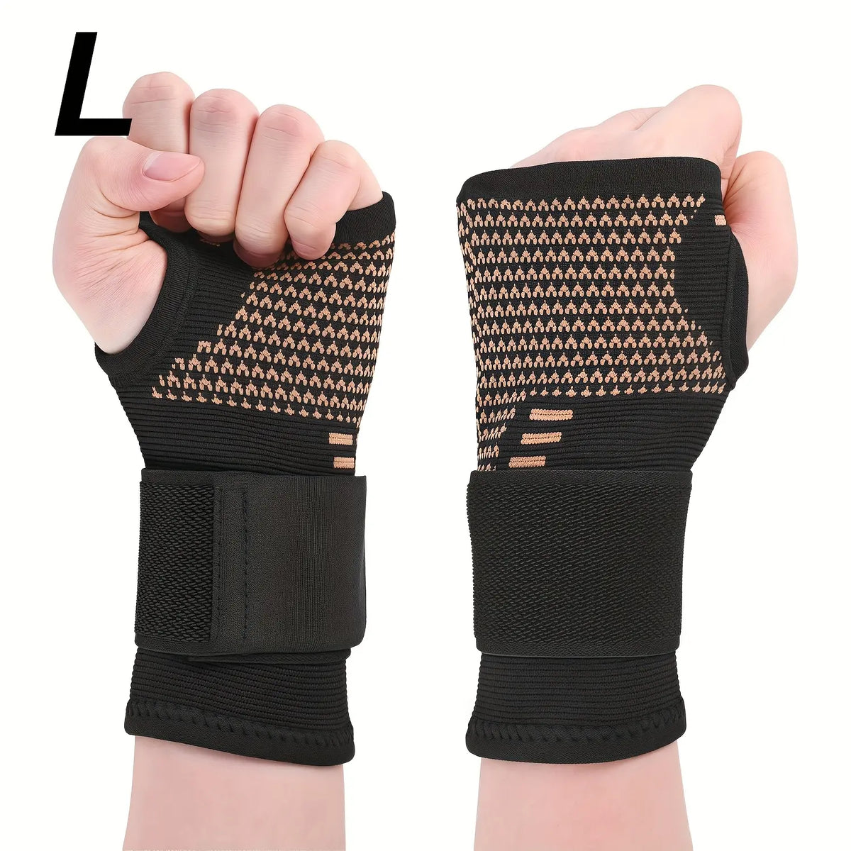 2-Pack Copper Fiber Wrist Brace Gloves, Wrist Brace for Working Out, Adjustable Compression Hand Braces for Men and Women with Breathable Mesh and Secure Straps, Ideal Hand and Wrist Support Wraps and Sports Wristbands