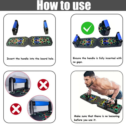 Multifunctional Foldable Adjustable Push up Board - Portable Unisex Fitness Equipment, Ergonomic Home Workout Gear for Chest, Back, Shoulders Muscle Strength Enhancement (Workout & Exercise Equipment for Gym Use)