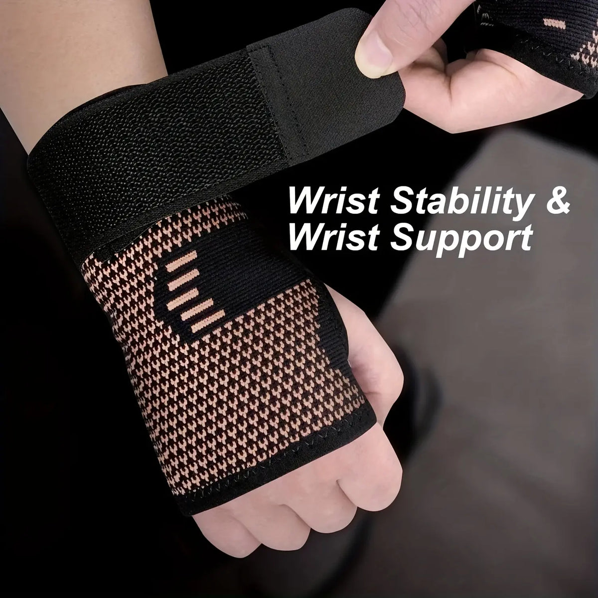 2-Pack Copper Fiber Wrist Brace Gloves, Wrist Brace for Working Out, Adjustable Compression Hand Braces for Men and Women with Breathable Mesh and Secure Straps, Ideal Hand and Wrist Support Wraps and Sports Wristbands