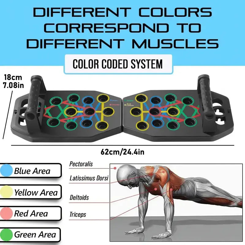 Multifunctional Foldable Adjustable Push up Board - Portable Unisex Fitness Equipment, Ergonomic Home Workout Gear for Chest, Back, Shoulders Muscle Strength Enhancement (Workout & Exercise Equipment for Gym Use)
