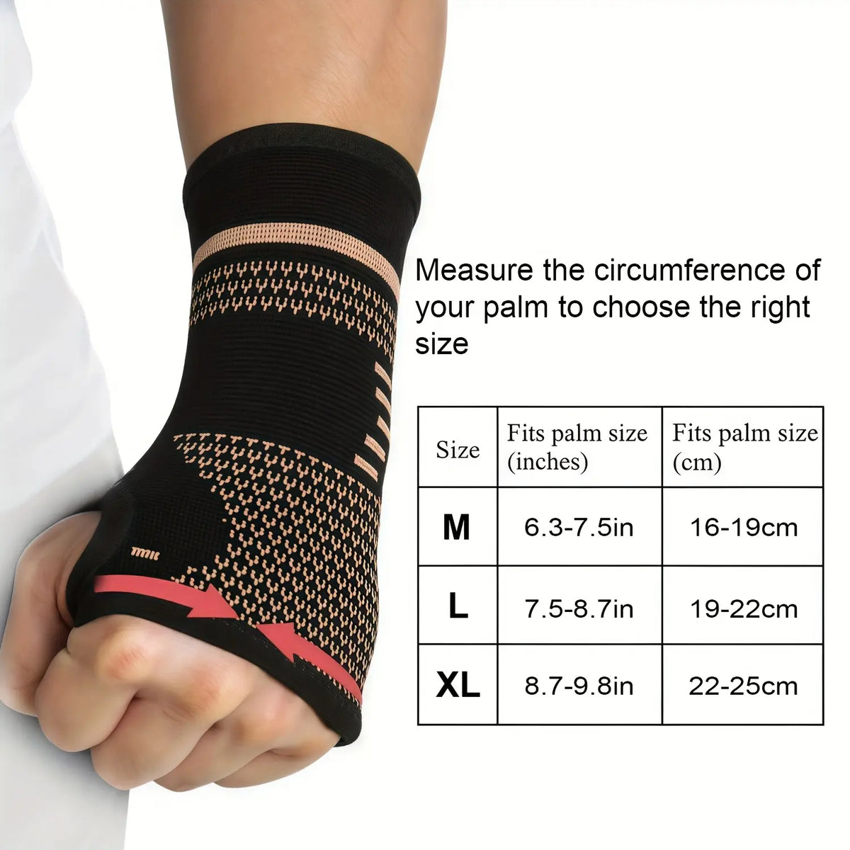 2-Pack Copper Fiber Wrist Brace Gloves, Wrist Brace for Working Out, Adjustable Compression Hand Braces for Men and Women with Breathable Mesh and Secure Straps, Ideal Hand and Wrist Support Wraps and Sports Wristbands