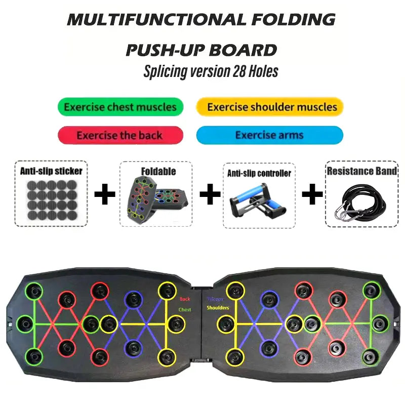 Multifunctional Foldable Adjustable Push up Board - Portable Unisex Fitness Equipment, Ergonomic Home Workout Gear for Chest, Back, Shoulders Muscle Strength Enhancement (Workout & Exercise Equipment for Gym Use)