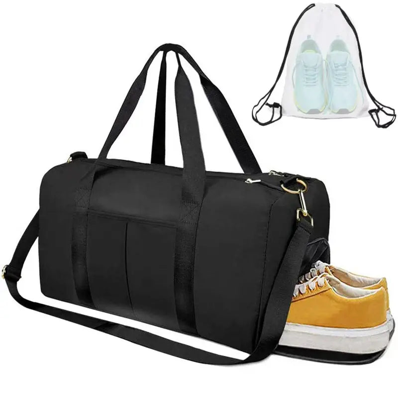 Waterproof Gym Duffle Bag with Shoe Compartment, Dry Wet Separation Sports Travel Bag for Women Men, Anti-Splash Weekender Overnight Bag for Gym Travel Workout